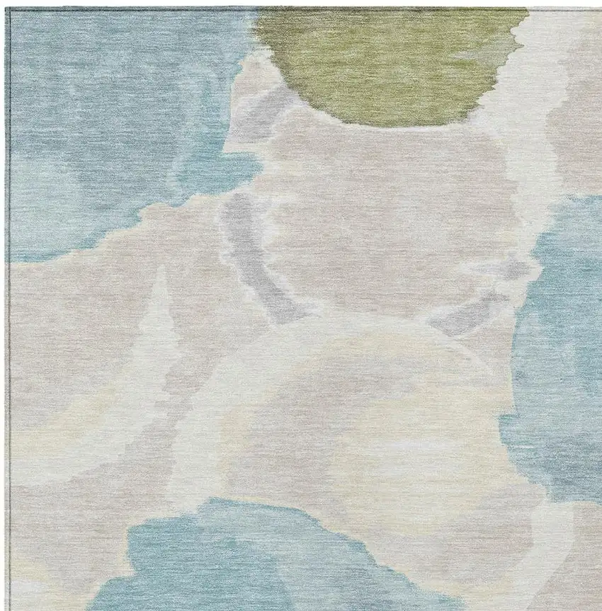 Ivory And Brown Abstract Washable Indoor Outdoor Area Rug Photo 3