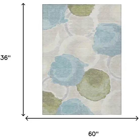 Ivory And Brown Abstract Washable Indoor Outdoor Area Rug Photo 7