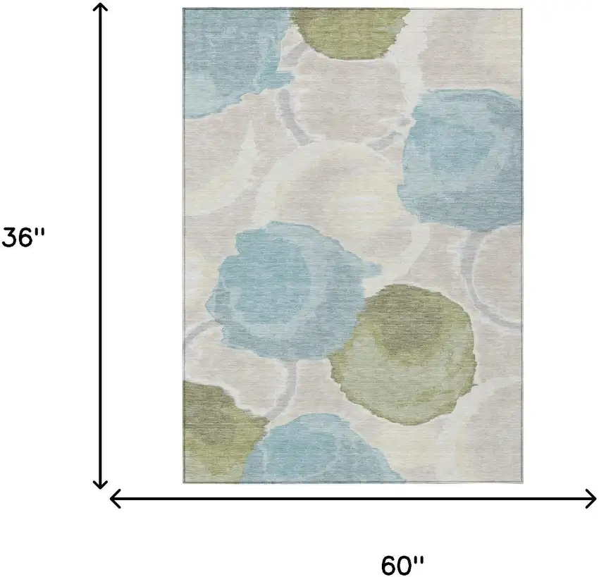 Ivory And Brown Abstract Washable Indoor Outdoor Area Rug Photo 7