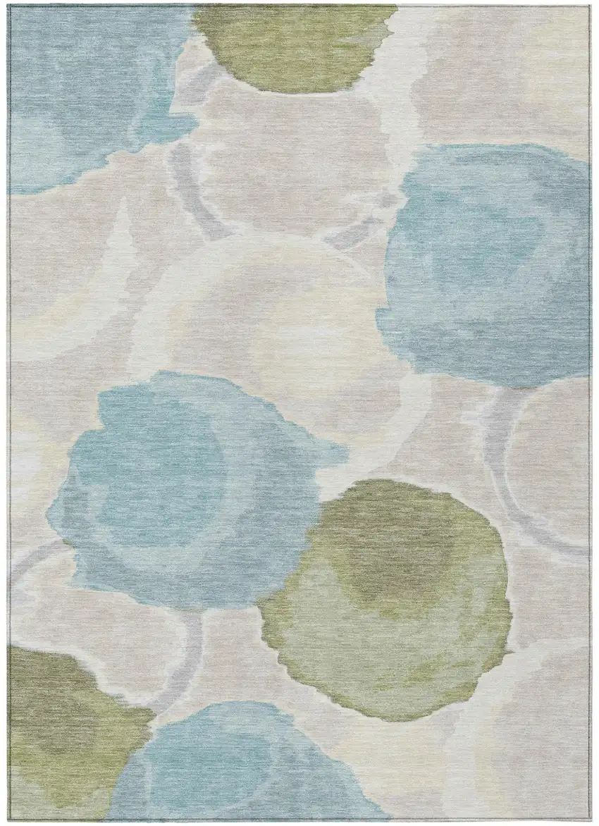 Ivory And Brown Abstract Washable Indoor Outdoor Area Rug Photo 2