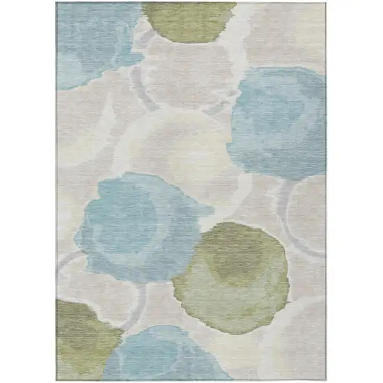 Ivory And Brown Abstract Washable Indoor Outdoor Area Rug Photo 2