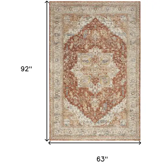 Ivory And Brown Floral Distressed Area Rug Photo 3