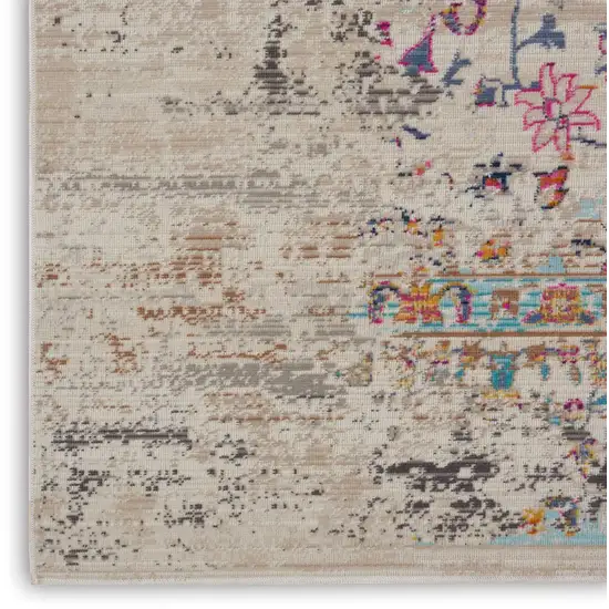Ivory And Brown Floral Distressed Area Rug Photo 7