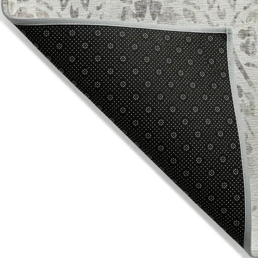 Ivory And Brown Floral Washable Indoor Outdoor Area Rug Photo 4