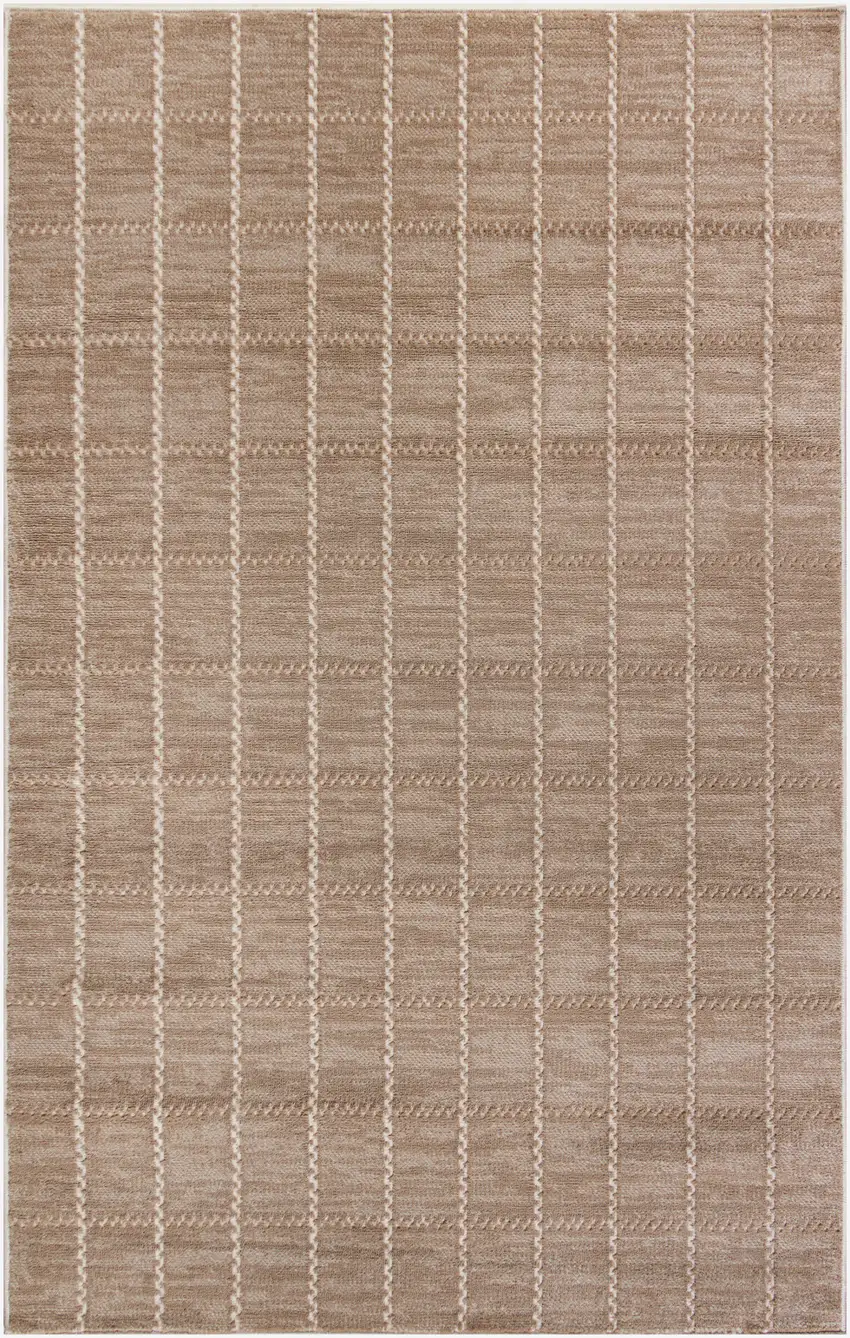 Ivory And Brown Geometric Area Rug Photo 7