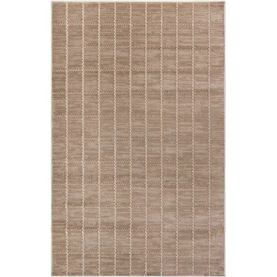 Ivory And Brown Geometric Area Rug Photo 7