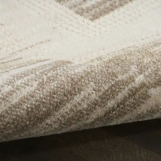 Ivory And Brown Geometric Area Rug Photo 9