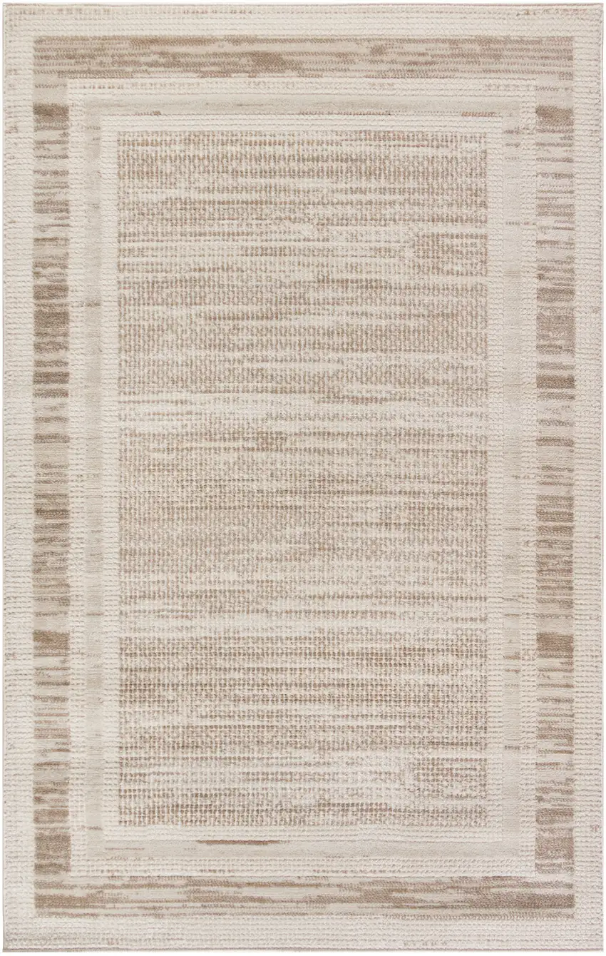 Ivory And Brown Geometric Area Rug Photo 8