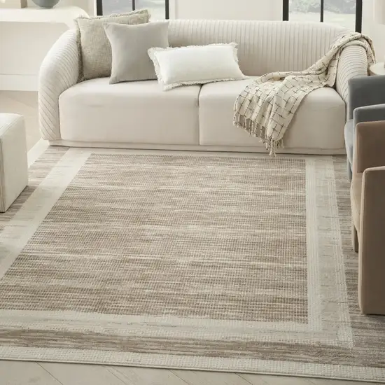 Ivory And Brown Geometric Area Rug Photo 5