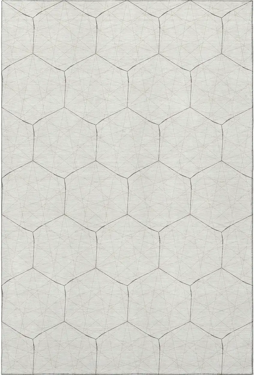 Ivory And Brown Geometric Washable Area Rug With UV Protection Photo 3