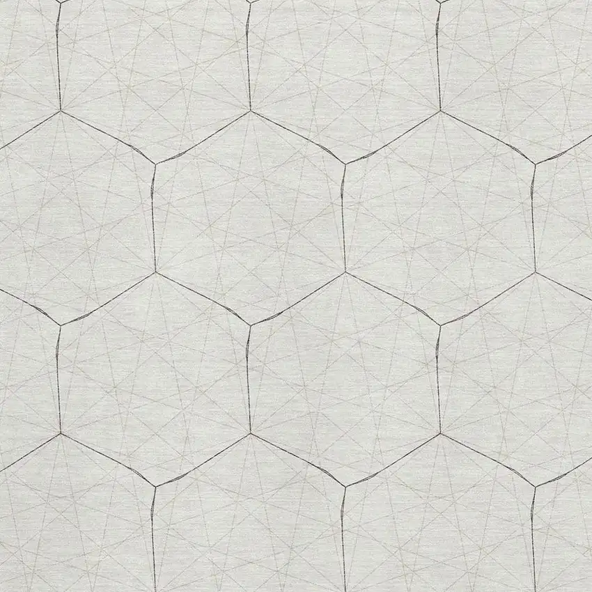 Ivory And Brown Geometric Washable Area Rug With UV Protection Photo 2