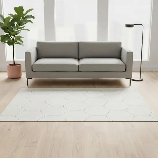 Ivory And Brown Geometric Washable Area Rug With UV Protection Photo 2