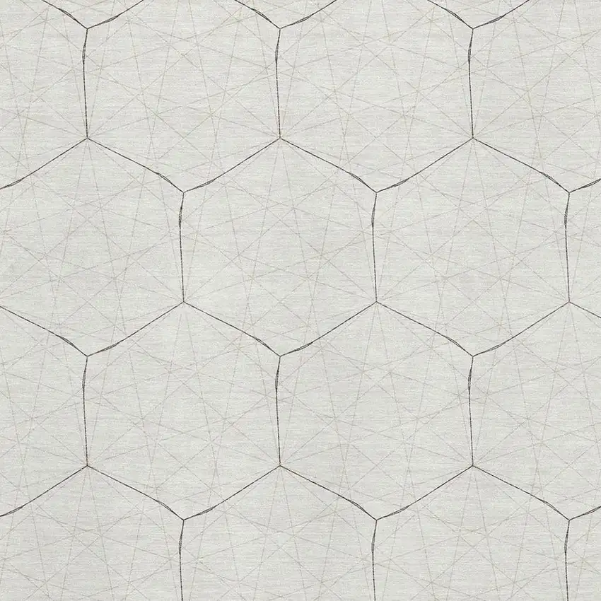 Ivory And Brown Geometric Washable Area Rug With UV Protection Photo 2