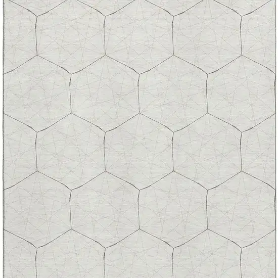 Ivory And Brown Geometric Washable Area Rug With UV Protection Photo 2