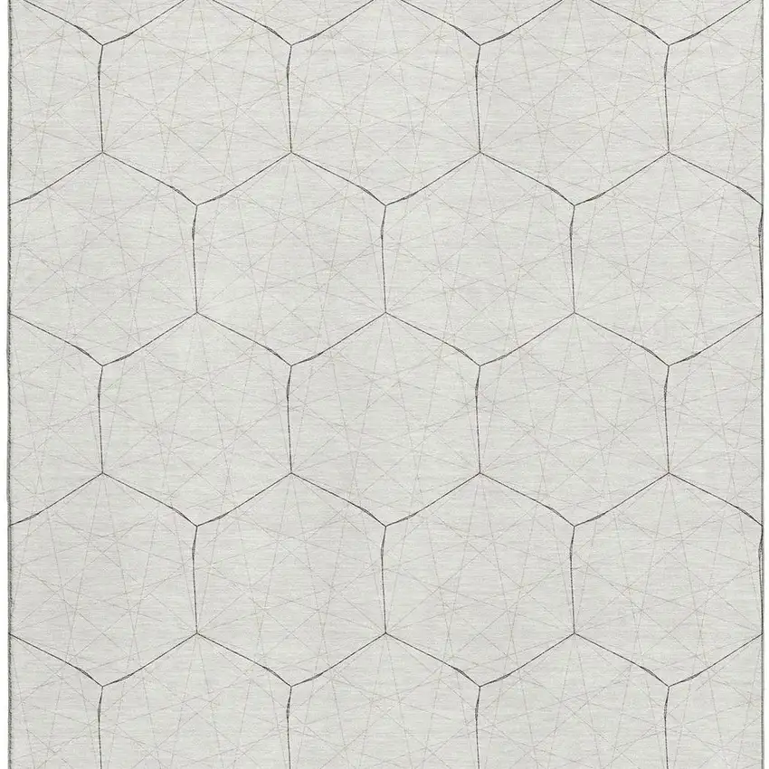 Ivory And Brown Geometric Washable Area Rug With UV Protection Photo 2