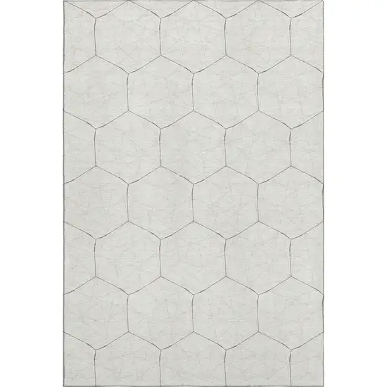 Ivory And Brown Geometric Washable Area Rug With UV Protection Photo 1