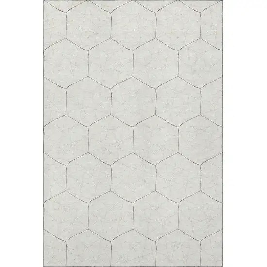 Ivory And Brown Geometric Washable Area Rug With UV Protection Photo 4