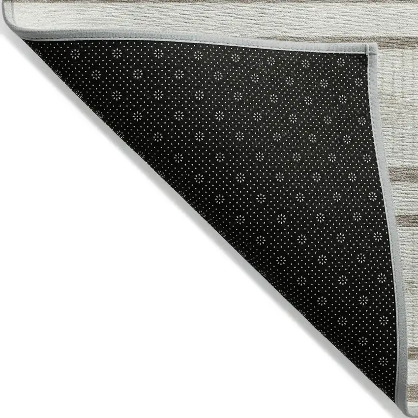 Ivory And Brown Geometric Washable Indoor Outdoor Area Rug Photo 4