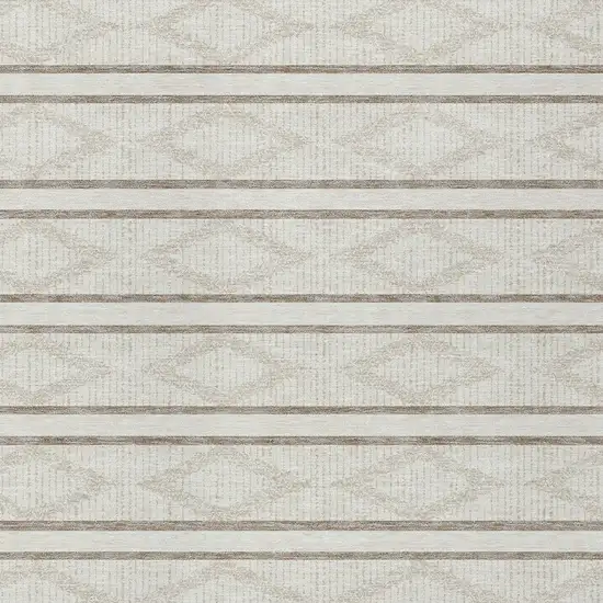 Ivory And Brown Geometric Washable Indoor Outdoor Area Rug Photo 6