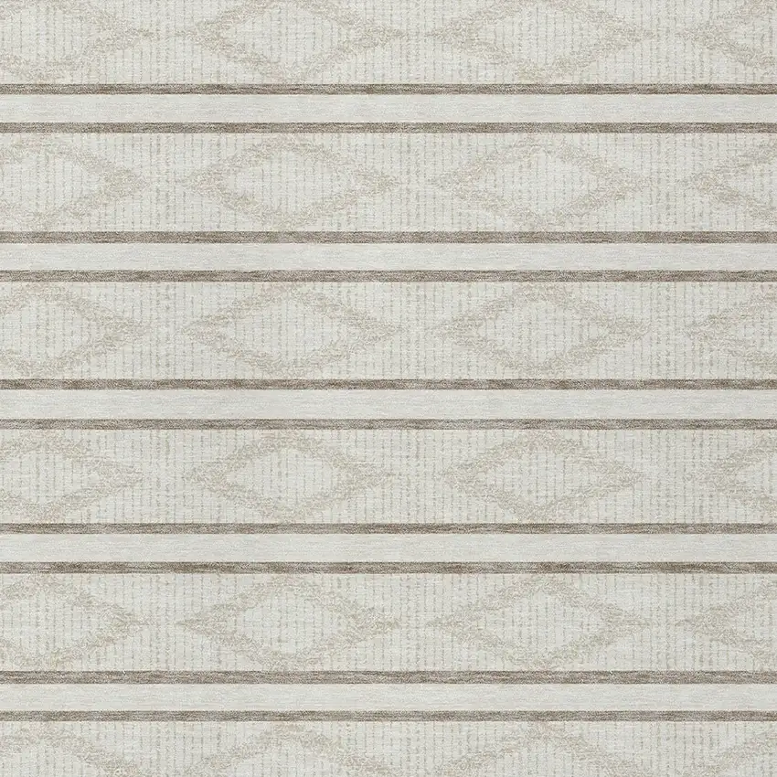 Ivory And Brown Geometric Washable Indoor Outdoor Area Rug Photo 6