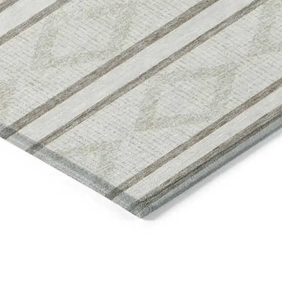 Ivory And Brown Geometric Washable Indoor Outdoor Area Rug Photo 5