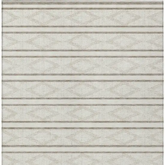 Ivory And Brown Geometric Washable Indoor Outdoor Area Rug Photo 7