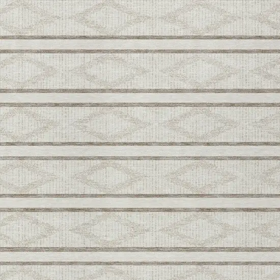 Ivory And Brown Geometric Washable Indoor Outdoor Area Rug Photo 6