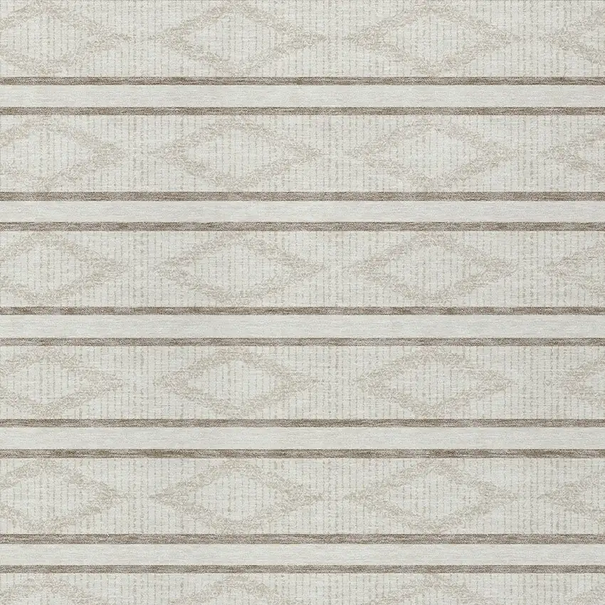 Ivory And Brown Geometric Washable Indoor Outdoor Area Rug Photo 6