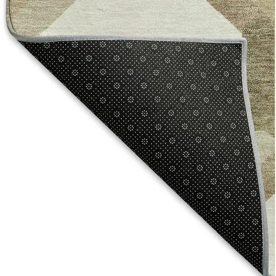 Ivory And Brown Geometric Washable Indoor Outdoor Area Rug Photo 7