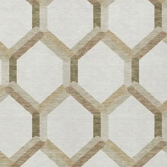 Ivory And Brown Geometric Washable Indoor Outdoor Area Rug Photo 7