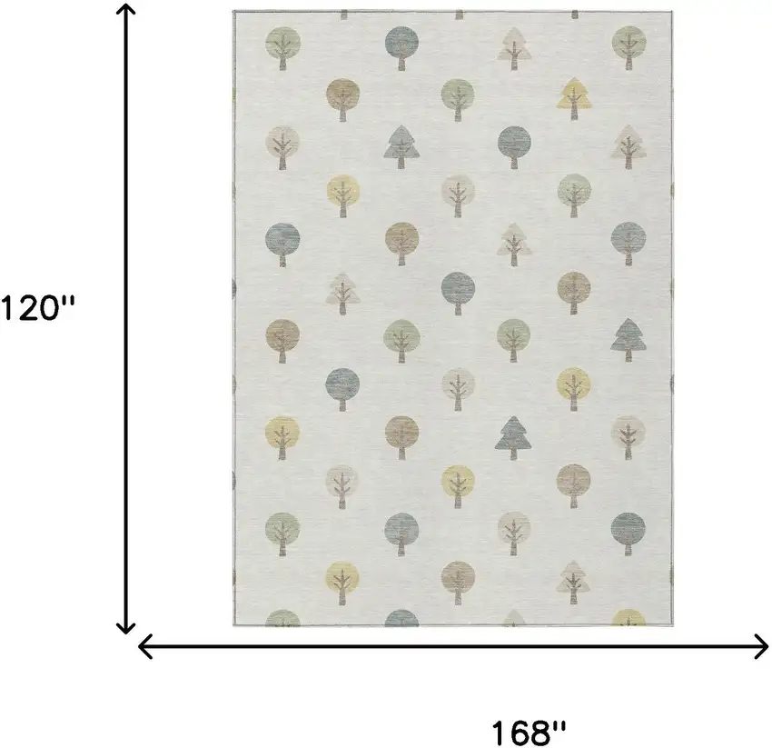 Ivory And Brown Geometric Washable Indoor Outdoor Area Rug Photo 7