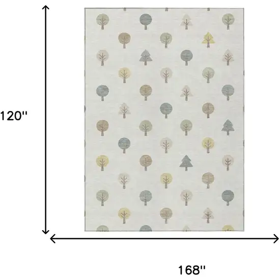Ivory And Brown Geometric Washable Indoor Outdoor Area Rug Photo 7