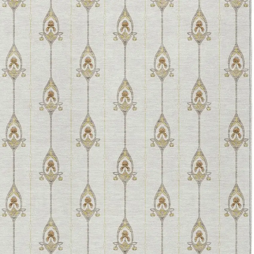 Ivory And Brown Geometric Washable Indoor Outdoor Area Rug Photo 5