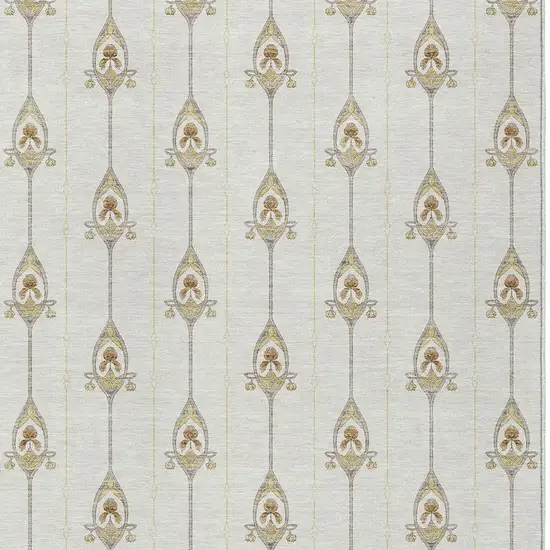 Ivory And Brown Geometric Washable Indoor Outdoor Area Rug Photo 5