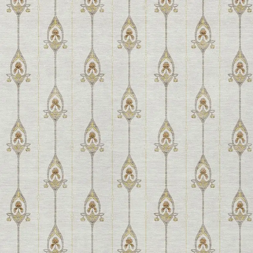 Ivory And Brown Geometric Washable Indoor Outdoor Area Rug Photo 3