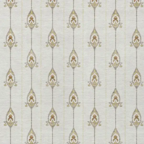 Ivory And Brown Geometric Washable Indoor Outdoor Area Rug Photo 3