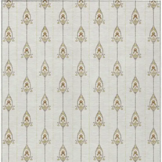 Ivory And Brown Geometric Washable Indoor Outdoor Area Rug Photo 6