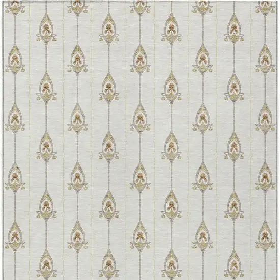 Ivory And Brown Geometric Washable Indoor Outdoor Area Rug Photo 4