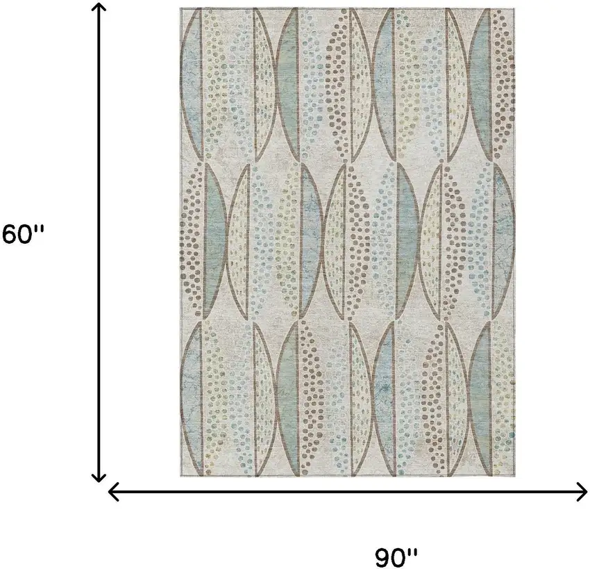 Ivory And Brown Geometric Washable Indoor Outdoor Area Rug Photo 7