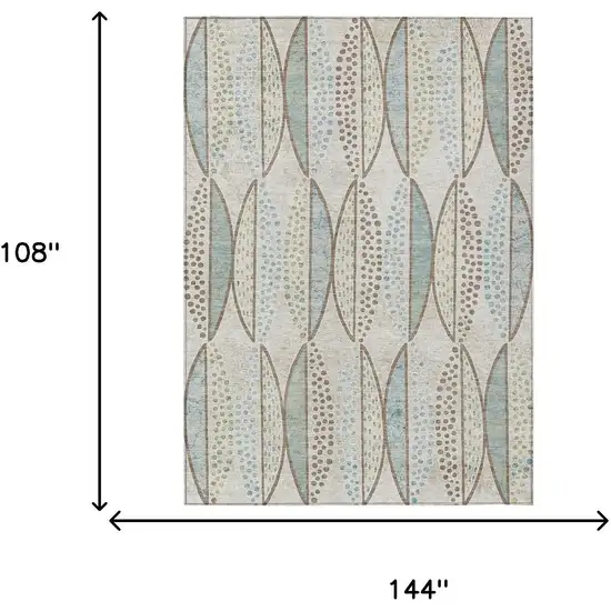 Ivory And Brown Geometric Washable Indoor Outdoor Area Rug Photo 7