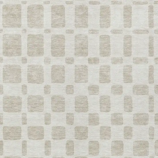 Ivory And Brown Geometric Washable Indoor Outdoor Area Rug Photo 6