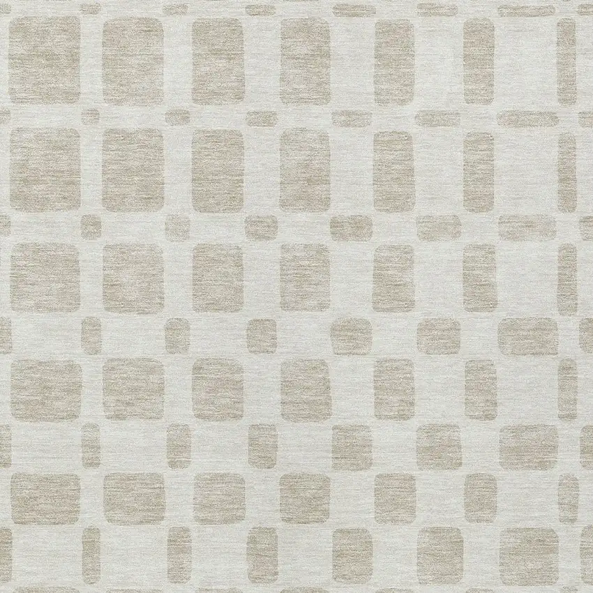 Ivory And Brown Geometric Washable Indoor Outdoor Area Rug Photo 6