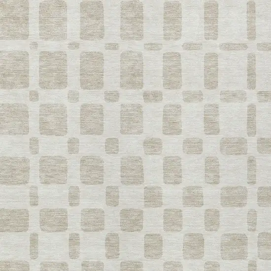 Ivory And Brown Geometric Washable Indoor Outdoor Area Rug Photo 6
