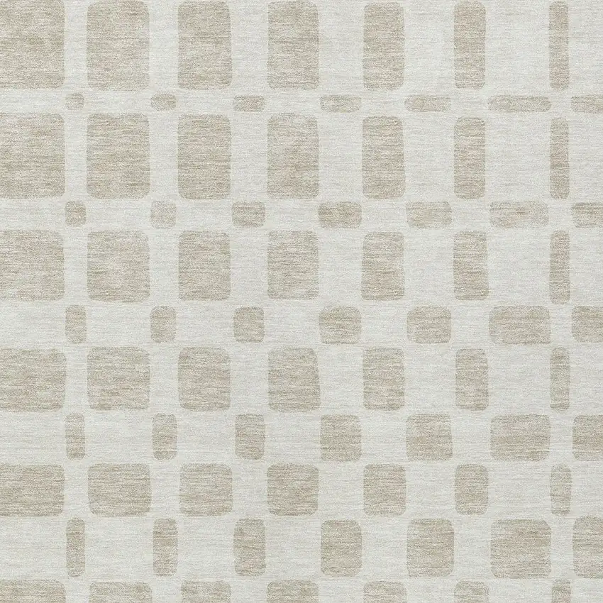 Ivory And Brown Geometric Washable Indoor Outdoor Area Rug Photo 6