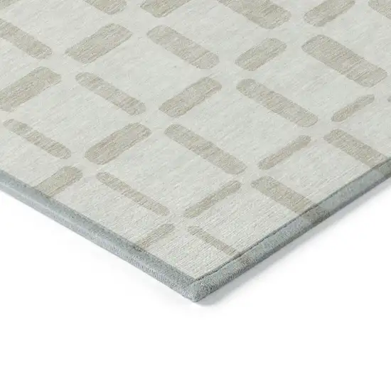 Ivory And Brown Geometric Washable Indoor Outdoor Area Rug Photo 5