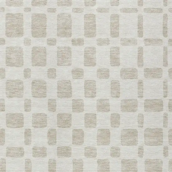 Ivory And Brown Geometric Washable Indoor Outdoor Area Rug Photo 6