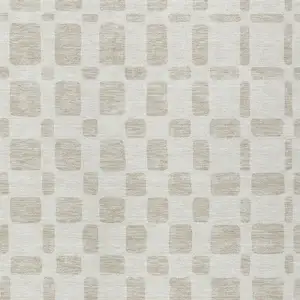 Photo of Ivory And Brown Geometric Washable Indoor Outdoor Area Rug