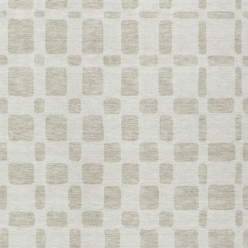 Ivory And Brown Geometric Washable Indoor Outdoor Area Rug Photo 6