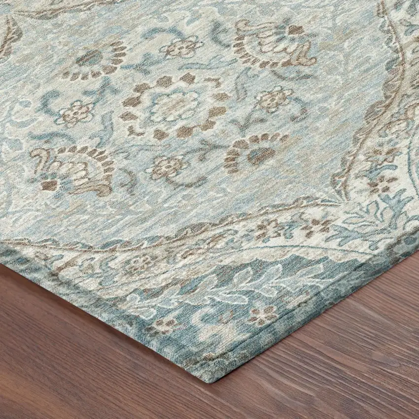 Ivory And Brown Ogee Washable Indoor Outdoor Area Rug Photo 5