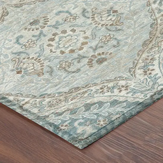 Ivory And Brown Ogee Washable Indoor Outdoor Area Rug Photo 5